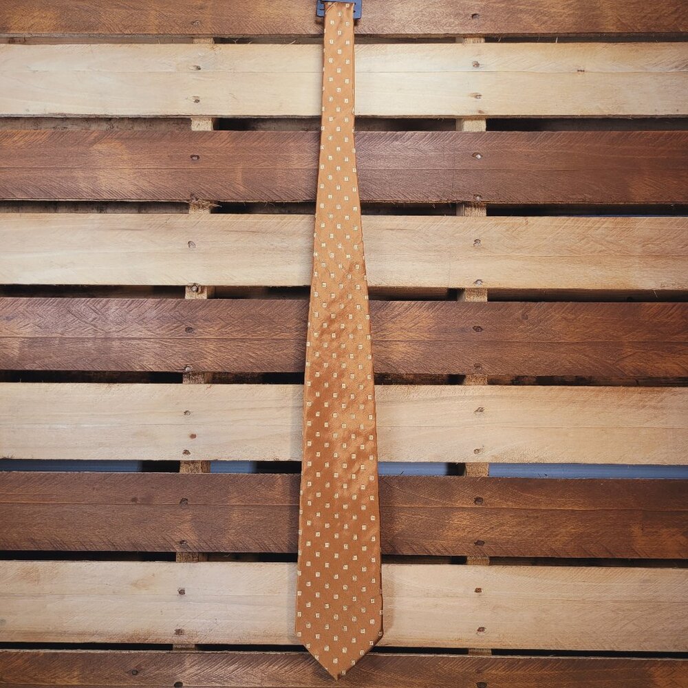 Brooks Brothers Makers Silk Neck Tie USA Reflective Gold Geometric